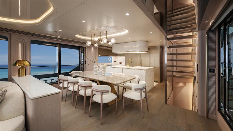Horizon FD90 Hull 30 - Dining Area photo copyright Horizon Yachts taken at  and featuring the Power boat class