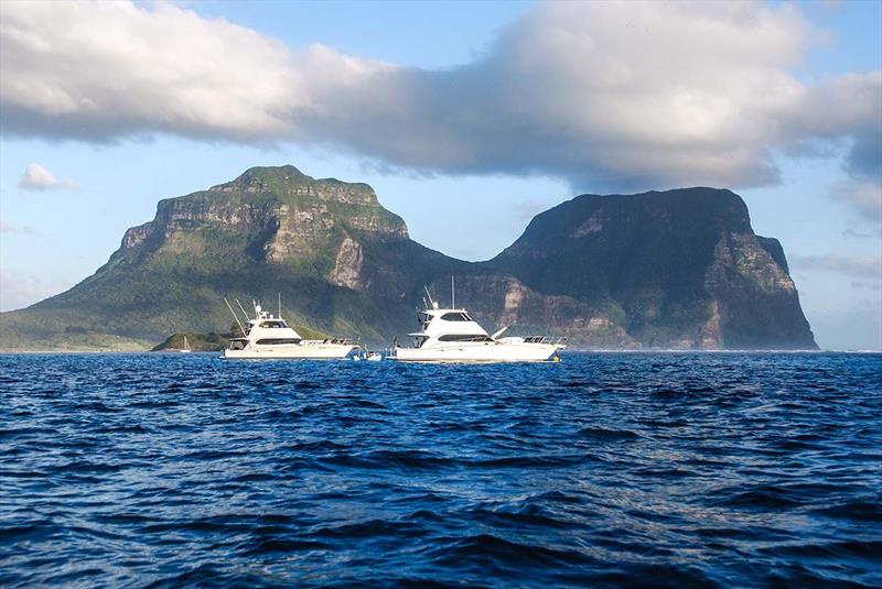 Legend III and Prime Mover in the lagoon at Lord Howe Island photo copyright Riviera Australia taken at  and featuring the Power boat class