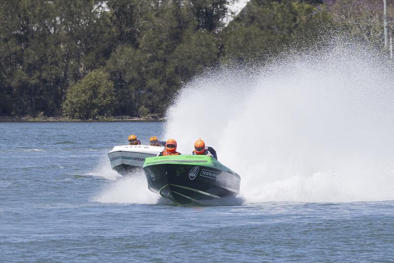 Nut Case – Harry Bakkr and Shane Paton won the first SuperSport 65 race photo copyright Australian Offshore Powerboat Club taken at Lake Macquarie Yacht Club and featuring the Power boat class