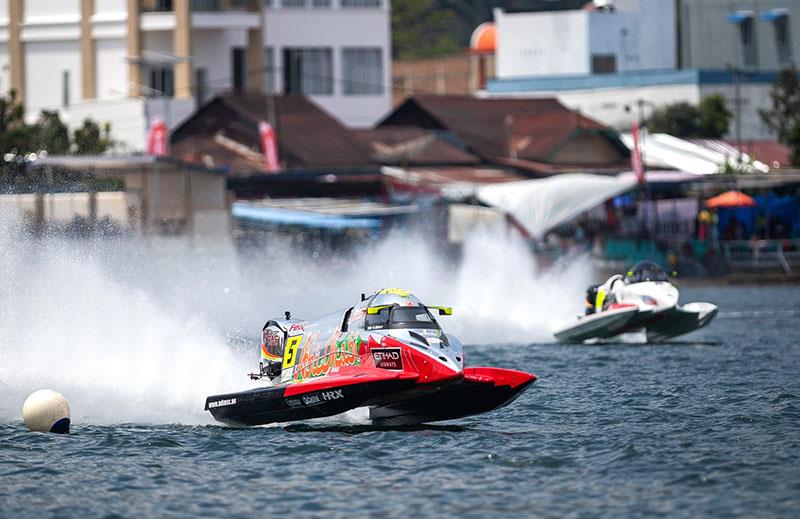 Team Abu Dhabi's Thani Al Qemzi - geared up for the Grand Prix of Indonesia on Lake Toba - photo © Simon Palfrader