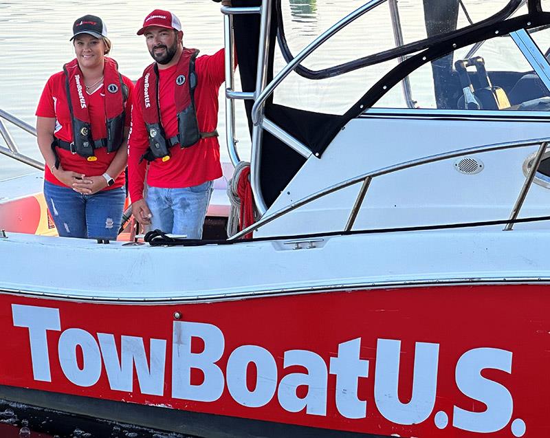 (R to L) Capt. Daimin Barth and wife, Amber Zigadlo, of TowBoatUS Apalachicola/Carrabelle/St. Marks, Florida photo copyright BoatUS taken at  and featuring the Power boat class