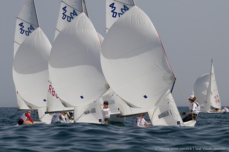 Women's 420 fleet during the ISAF Youth Worlds in Tavira photo copyright ISAF taken at Tavira Sailing and featuring the 420 class