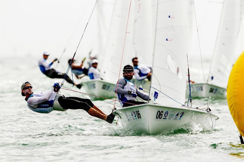 Stu McNay and Dave Hughes at the 2020 Hempel World Cup Series Miami photo copyright Sailing Energy / World Sailing taken at  and featuring the 470 class