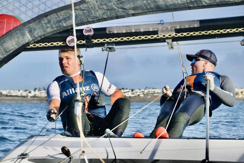 Bart Lambriex and Floris Van De Werken on a training day in Lanzarote before the 2024 World Championships photo copyright Alexia Lahoud / 49er Sailing taken at  and featuring the 49er class