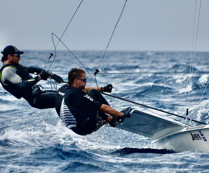 Logan Dunning Beck and Oscar Gunn on a training day in Lanzarote before the start of the 2024 skiff World Championships photo copyright 49er and Nacra 17 Sailing taken at  and featuring the 49er class
