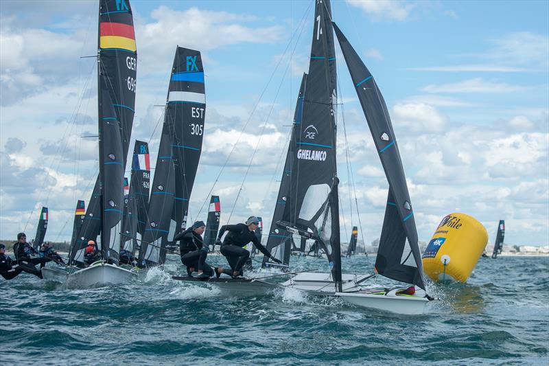 49er and 49erFX Europeans at La Grande Motte Day 1 photo copyright YCGM / Didier Hillaire taken at Yacht Club de la Grande Motte and featuring the 49er FX class