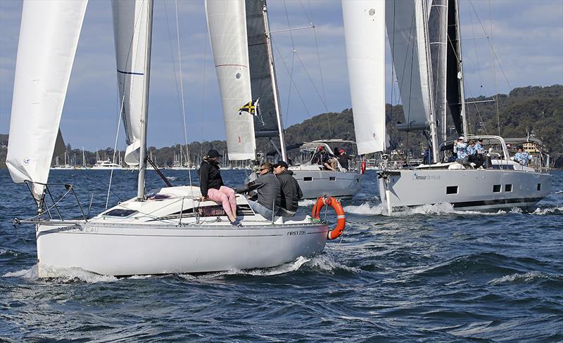 Smallest and largest boats in the fleet. Mini Bateau leads L'Amour de ma vie – for now… photo copyright John Curnow taken at Royal Prince Alfred Yacht Club and featuring the Beneteau class