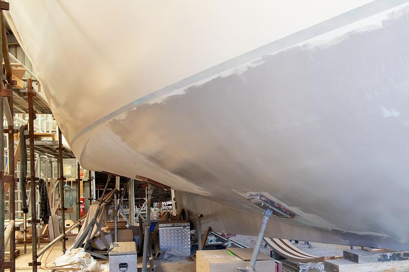 Smooth running surface of the warped plane configuration meets spray chines, and deep keel not only protects the screw, it also aids in stability photo copyright John Curnow taken at Sorrento Sailing Couta Boat Club and featuring the Classic Yachts class