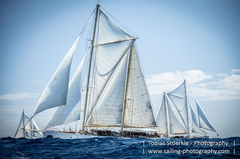 In the Tall Ships class, sister ships Chronos and Rhea came second and third - Antigua Classic Yacht Regatta photo copyright Tobias Stoerkle / www.sailing-photography.com taken at Antigua Yacht Club and featuring the Classic Yachts class