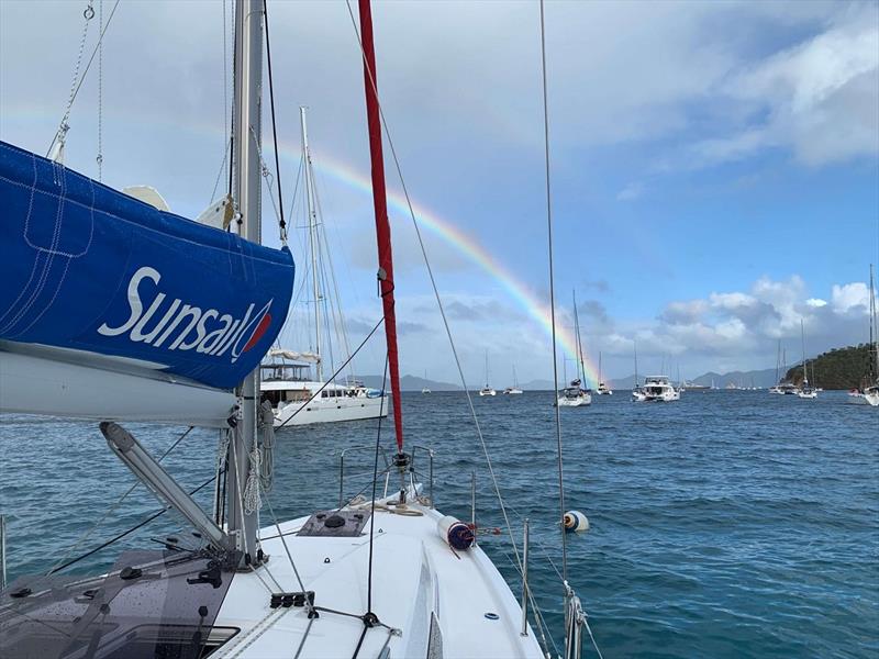 We woke up to a rainbow when moored in The Bight. - photo © Catherine Guiader