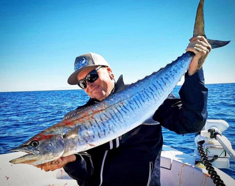Coxy managed a nice spaniard after the season re-opened. You can find them all the way from the inshore reefs to the Gutters and beyond right now photo copyright Fisho's Tackle World taken at  and featuring the Fishing boat class