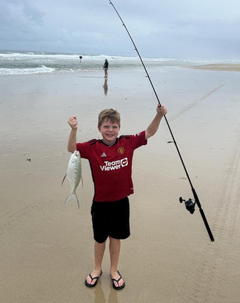 Dart are the main catch from Fraser Island's surf beach at present. Many are good quality too. Here's Mack with one of his from a recent trip photo copyright Fisho's Tackle World taken at  and featuring the Fishing boat class