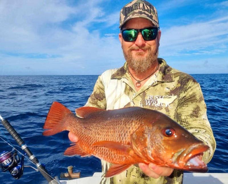 Pete picked up this nice jack recently. You can catch them from our creeks and rivers or from local reefs to offshore. The wider you go, the bigger they get photo copyright Fisho's Tackle World taken at  and featuring the Fishing boat class