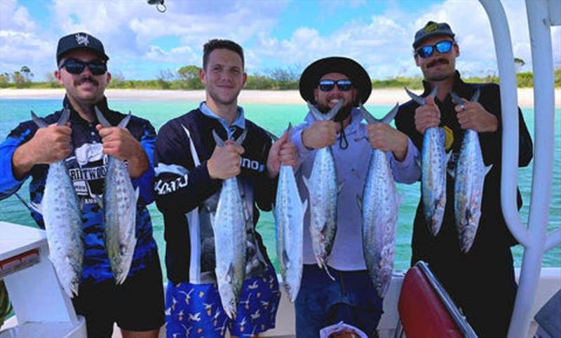 Schoolies galore for Hot Reels Charter clients. There has been mobile schools of mackerel harassing the bait schools in Platypus Bay this week - photo © Fisho's Tackle World