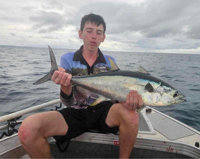 Shark Repellent producer extraordinaire, Biley Riley. If you want to avoid sharks in the bay, then take this young bloke with you - photo © Fisho's Tackle World