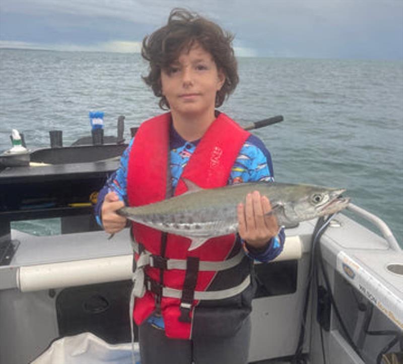 Young Archer caught this mackerel, and also tuna, whilst fishing out in the bay - photo © Fisho's Tackle World