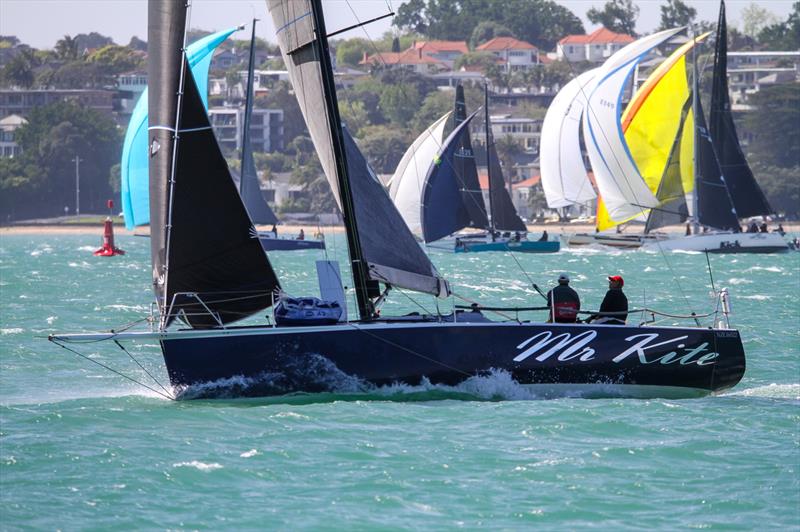 Two handed division entry Mr Kite  heads down the Rangitoto Channel - 2019 White Island Race Start photo copyright Richard Gladwell taken at Royal Akarana Yacht Club and featuring the IRC class