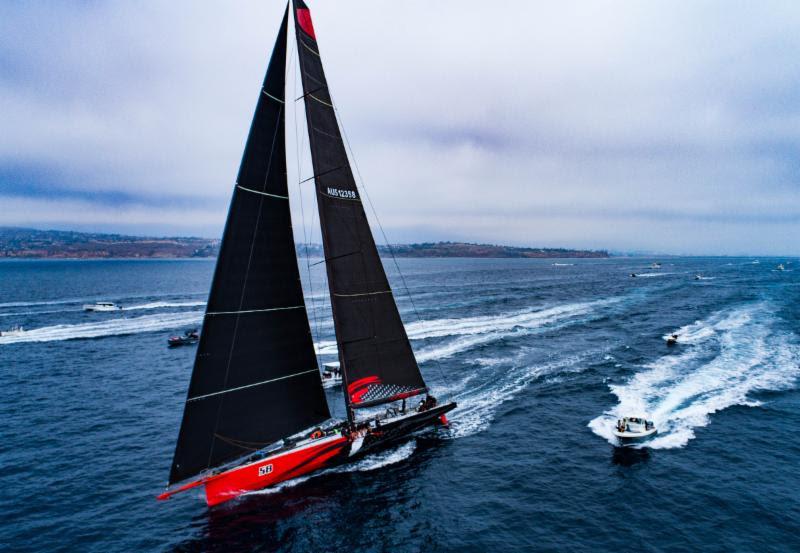 Current race record holder Comanche had quite a following at the start - Transpac 50 photo copyright Ronnie Simpson / Ultimate Sailing taken at Transpacific Yacht Club and featuring the IRC class