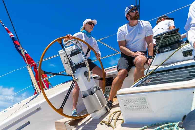 Wendy Schmidt – Wendy Schmidt, owner of the Swan 80 Selene. Les Voiles de St. Barth 2018 photo copyright Christophe Jouany taken at Saint Barth Yacht Club and featuring the IRC class