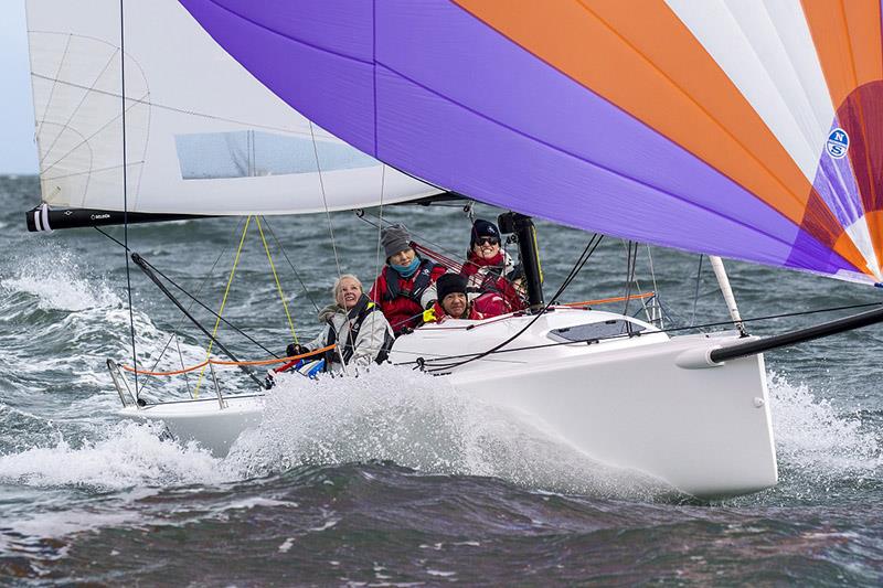 Monica Jones and her Sequel crew on a run last year - Australian Women's Keelboat Regatta photo copyright Andrea Francolini taken at Royal Melbourne Yacht Squadron and featuring the J70 class