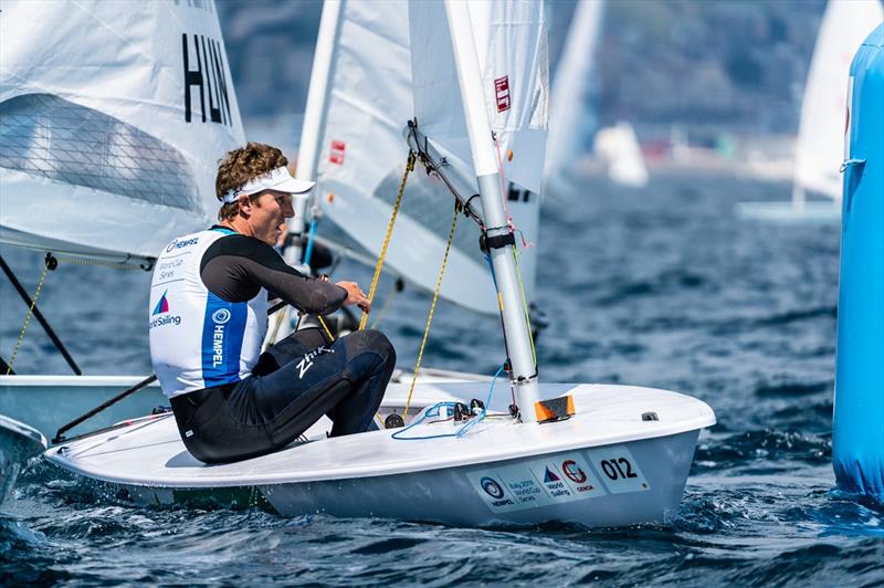 Luke Elliot in the thick of the action - Genoa World Cup Series 2019 photo copyright Beau Outteridge taken at  and featuring the ILCA 7 class