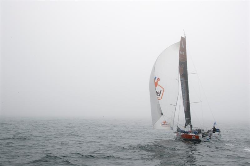 The Figaros in the fog during the 4th stage of the Solitaire Urgo Le Figaro between Roscoff and Dieppe - photo © Alexis Courcoux