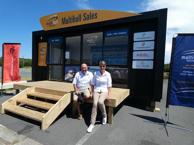Ross Davies and Judith MacDonald at the New Zealand Sales Office in beautiful Whangarei photo copyright Kate Elkington taken at  and featuring the Marine Industry class