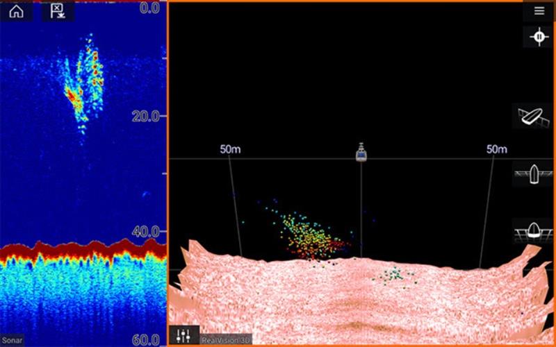 RealVision 3D shows you precisely where fish are located below and around the boat - photo © Raymarine