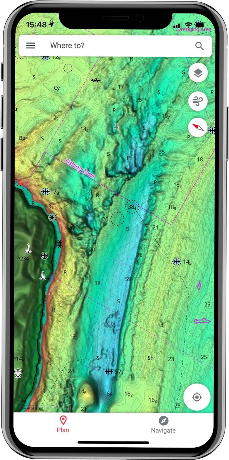 Simrad App - 3D Bathy - Sahede Relief photo copyright Simrad taken at  and featuring the Marine Industry class