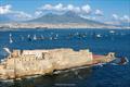 The Regata dei Tre Golfi sets sail from Naples in 2023 with Mount Vesuvius in the background © IMA / Studio Borlenghi