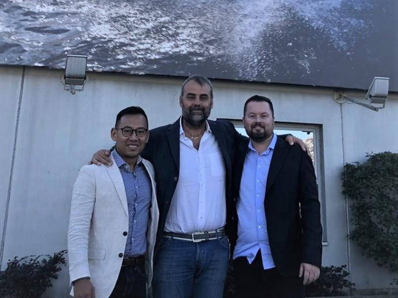 From left to right, Terence Hooi (Co-Director Terence Dean), Guido Cranchi (CEO Cranchi Yachts), Dean Jackson (Founding Director Terence Dean) - photo © Cranchi