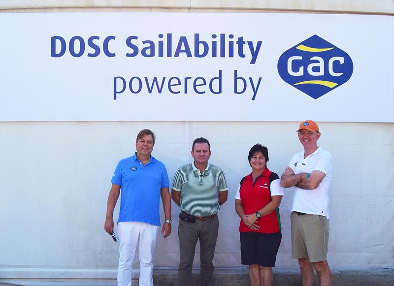 (L-R) Bengt Ekstrand, GAC Group President; Jacky Gerault, DOSC's General Manager; Kathryn Saxton, DOSC Sailability Lead Coordinator and Chairman; and Stuart Bowie, GAC Group Vice President, Commercial photo copyright GAC taken at Dubai Offshore Sailing Club