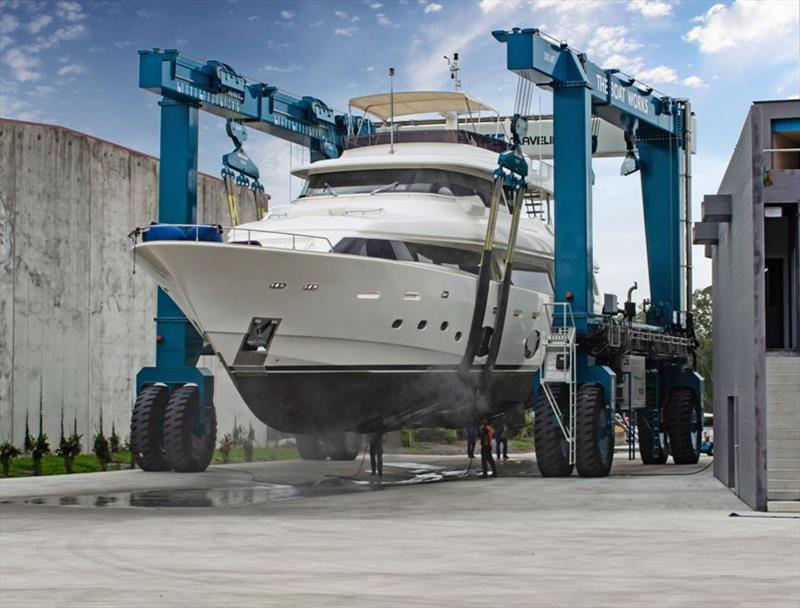 32m Ferretti 300 tonne lift - photo © The Boat Works