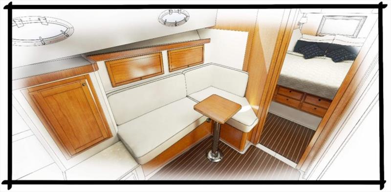 Lower lounge rendering - photo © Back Cove Yachts