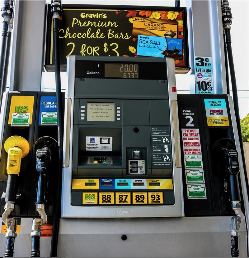 E15 gasoline is illegal for use in boats, many other vehicles, and power equipment. Can you spot any effective warning label indicating the increased 15% ethanol content in the “regular 88” fuel? photo copyright National Marine Manufacturers Association taken at 