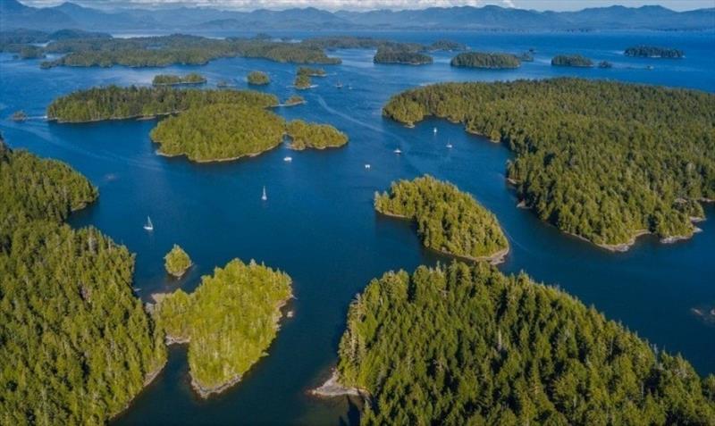 Aerial view of the Broken Group Islands off Vancouver Island photo copyright Riviera Australia taken at 