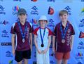 Caelan Bryt, Alyssa Mathieu and Laken Eaton after receiving their medals - 2022 QLD Youth Championships © Australian Sailing