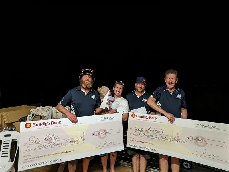 Winners are grinners - Around French Island Catamaran Challenge 2022 photo copyright Gary Maskiell taken at Cowes Yacht Club