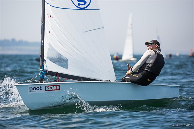 Thomas Hansson-Mild during the OK Dinghy European Championship in Kiel, Germany photo copyright Robert Deaves taken at Kieler Yacht Club and featuring the OK class