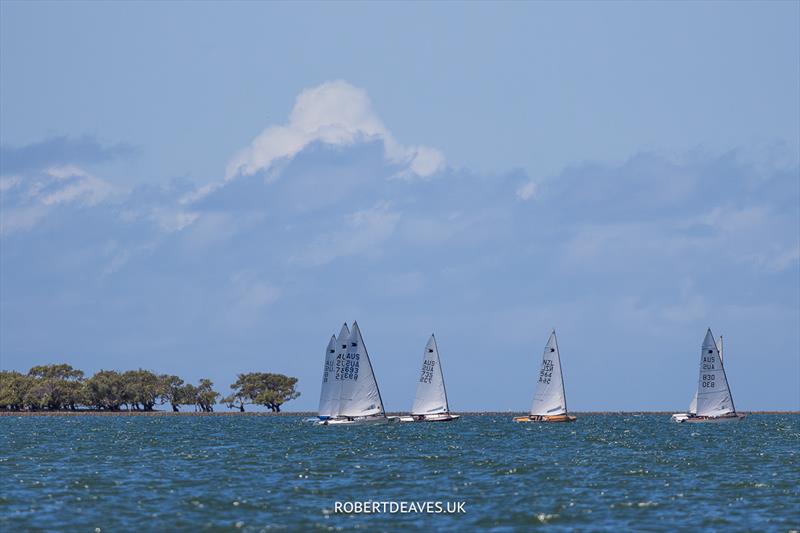 Racing in Waterloo Bay during the OK Dinghy Australian Championship at the RQYS, Brisbane - photo © Robert Deaves / www.robertdeaves.uk