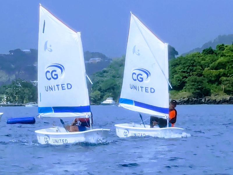 St Vincent and the Grenadines CG United Insurance National Sailing Championships: Close Optimist racing photo copyright Sebastian Cyrus taken at  and featuring the Optimist class