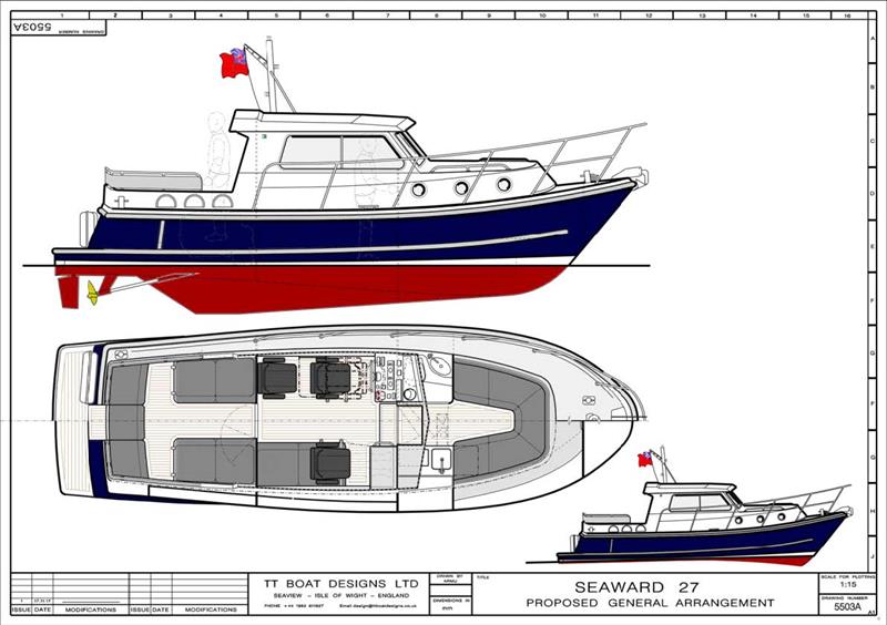 General arrangement with option for a fixed seat behind the helm position and bench seating on the starboard side. - photo © Seaward Boats