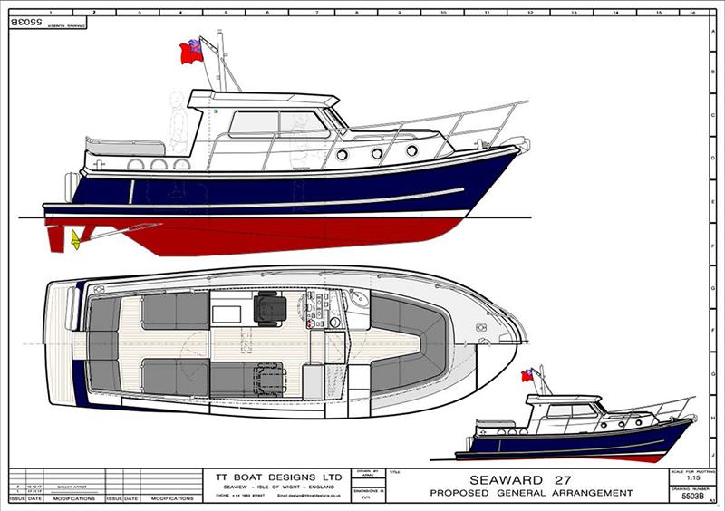 General arrangement with option for galley fitted on port side of the wheelhouse photo copyright Seaward Boats taken at  and featuring the Power boat class
