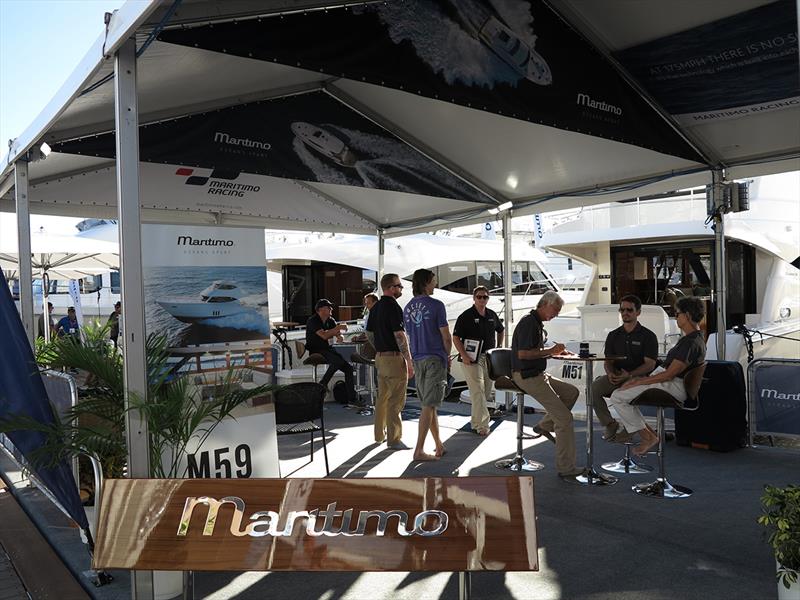 Some of the Maritimo vessels on display at Miami and the Maritimo Miami show stand which proved popular with prospective boat buyers. - photo © Promedia
