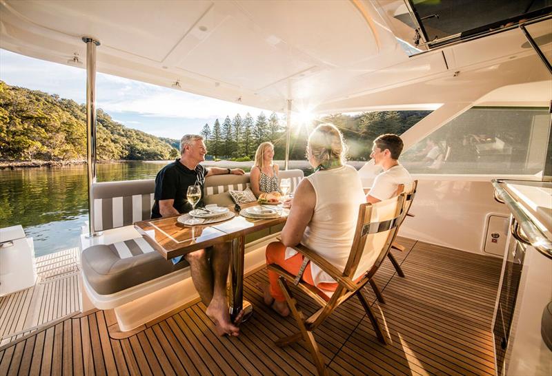 A spacious and elegant mezzanine for outdoor entertaining photo copyright Riviera Australia taken at  and featuring the Power boat class