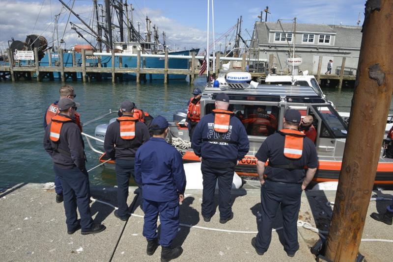 Memebers from the Narrangansett Bay Task Force recieve a tour of Station Point Judith's 29-foot response boat small Thursday, April 19, 2018.  - photo © Petty Officer 3rd Class Nicole J. Groll
