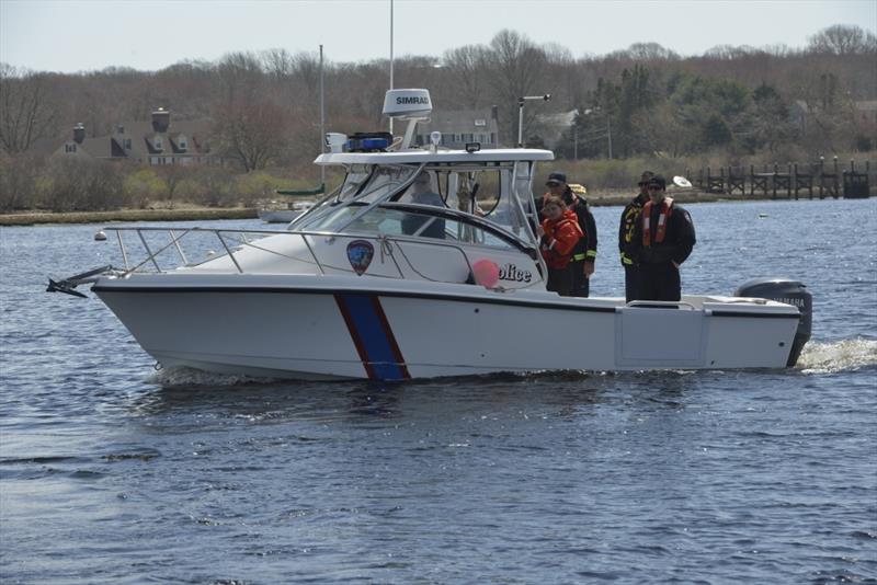 Petty Officer 2nd Class Rachel Farrell oversees the navigation training on the Narrangansett Police department marine vessel off the coast of Point Judith Thursday, April 19, 2018 photo copyright Petty Officer 3rd Class Nicole J. Groll taken at  and featuring the Power boat class