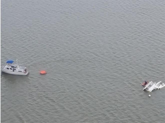 Hatteras 58 hits jetty and sinks in upper Delaware photo copyright Peter Janssen taken at  and featuring the Power boat class