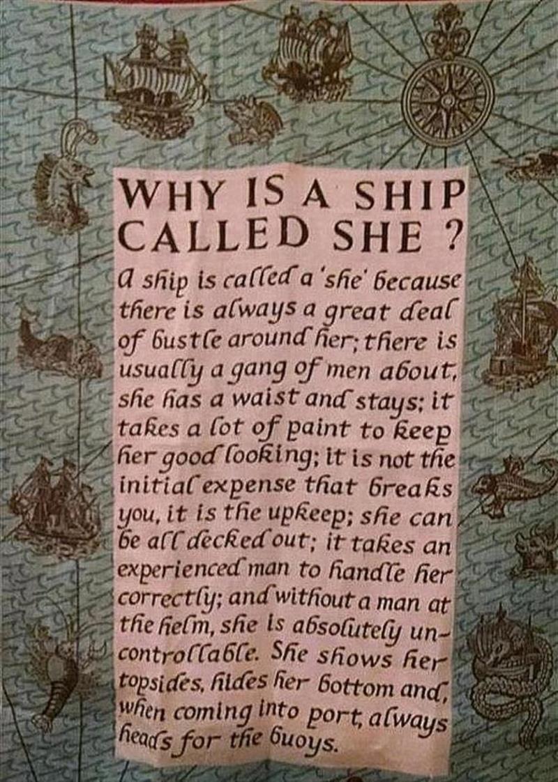 Why a boat is called a she (from the Hope Town Museum…So don't blame Rick for this one) - photo © Pendana Blog, www.pendanablog.com