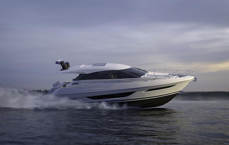 The new x50, as she will look when underway photo copyright Maritimo taken at  and featuring the Power boat class